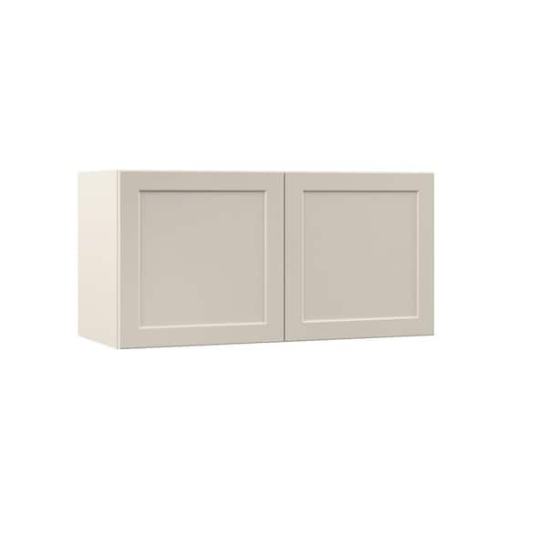 Hampton Bay Designer Series Melvern 36 in. W x 15 in. D x 18 in. H Assembled Shaker Deep Wall Bridge Kitchen Cabinet in Cloud