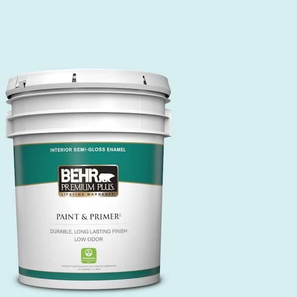 BEHR PREMIUM PLUS 5 gal. #520A-1 Lakeside Mist Semi-Gloss Enamel Low Odor Interior Paint & Primer