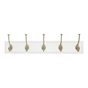 Home Decorators Collection Snap Install 27 in. White Hook Rack with 5 Satin  Nickel Pilltop Hooks 64281 - The Home Depot