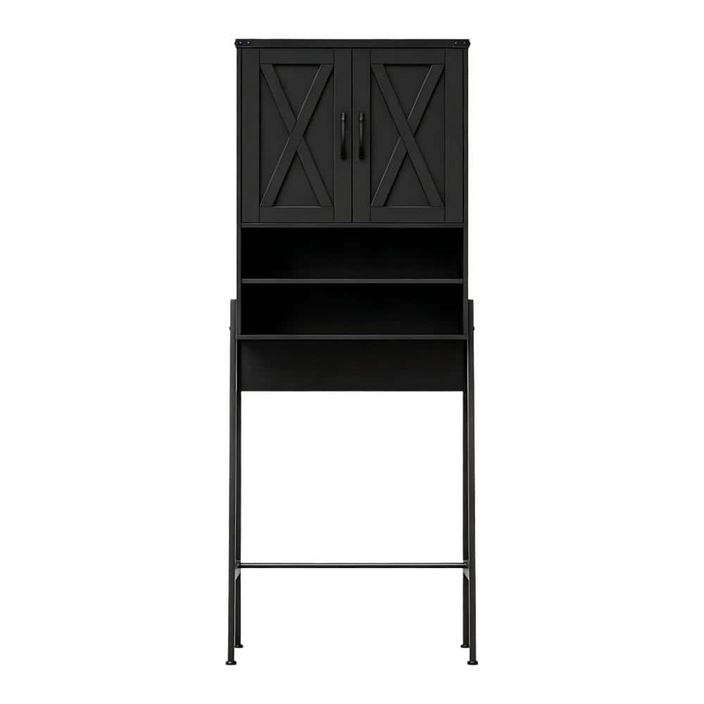 24.37 in. W x 67 in. H x 7.76 in. D Black Over The Toilet Storage with 2 Barn Doors price history on PriceWatchPro