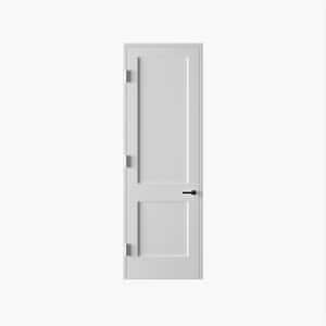 28 in. x 96 in. Left-Handed Solid Core Primed White Composite Single Prehung Interior Door Satin Nickel Hinges