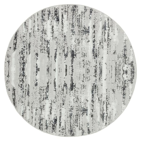 Amazing Rugs Milano Home Gray 4 ft. Round Woven Area Rug