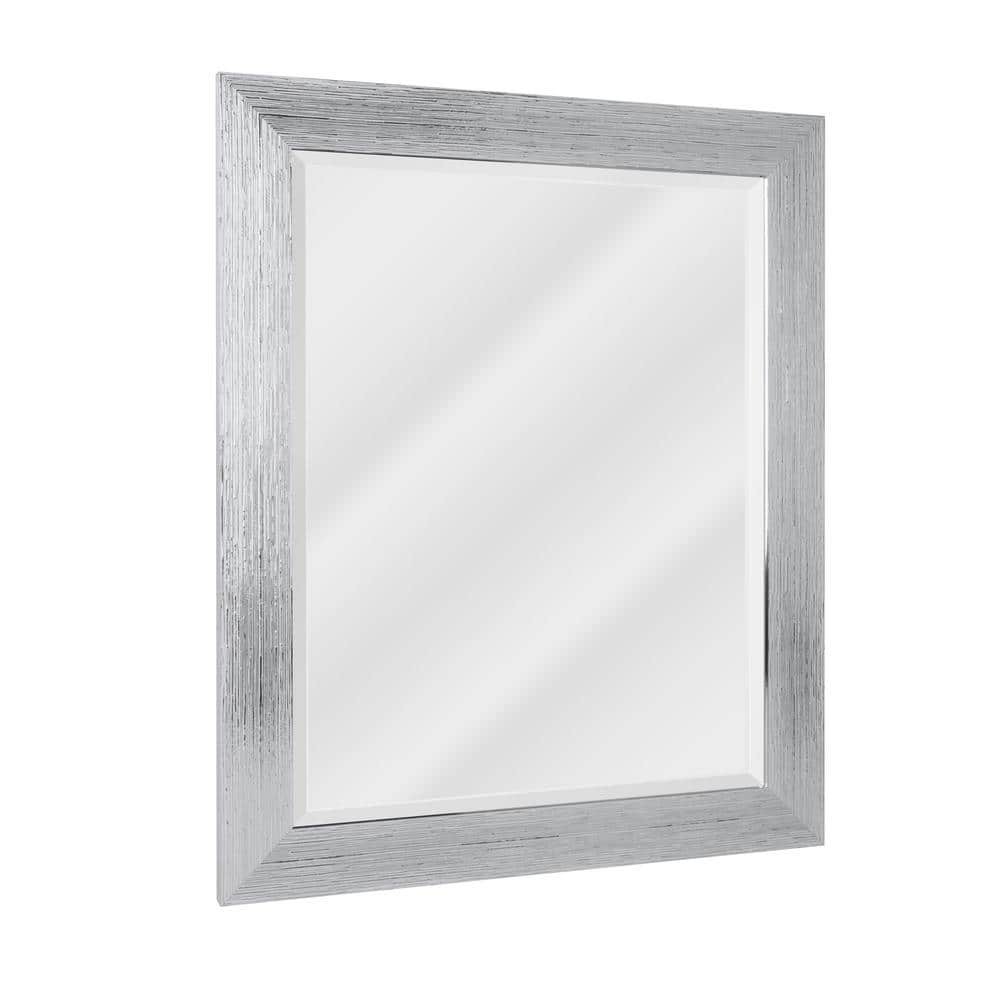 Rectangular Silver Polystyrene Framed Wall Mirror, 23" x 29"