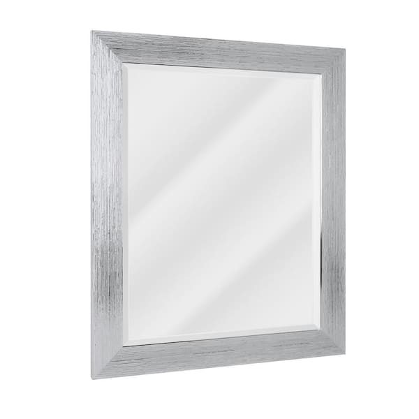 Head West 23 in. x 29 in. Chrome Textured Frame Accent Wall Mirror