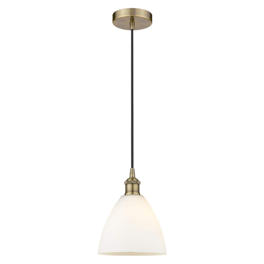 Edison Dome 60-Watt 1-Light Antique Brass Standard Mini Pendant Light with Painted Glass Shade, No Bulbs Included price history on PriceWatchPro