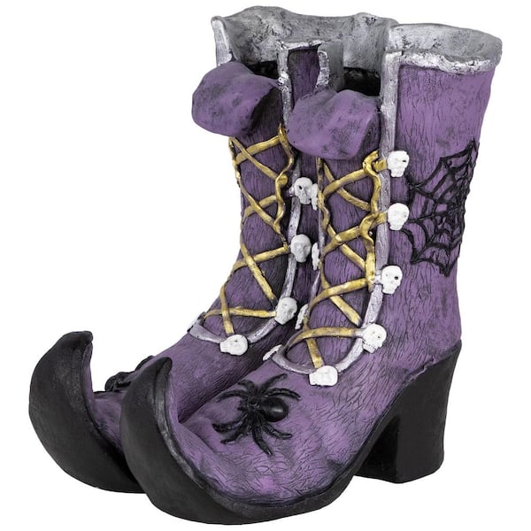 Witch's Boots with Skull and Spider Details Halloween Decoration - 15 in.