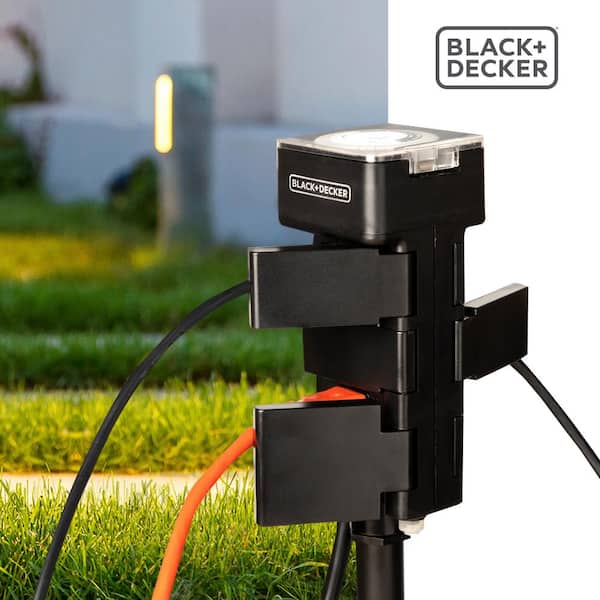 Black+decker BDXPA0032 Garden Stake 6 Grounded Outlets Tools Timer Waterproof Outlet Timer for Lights