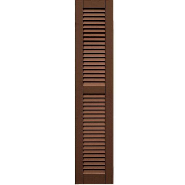 Winworks Wood Composite 12 in. x 58 in. Louvered Shutters Pair #635 Federal Brown