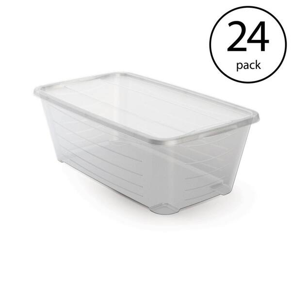 24-Pack Stackable Plastic Shoe Storage Boxes – Clear Display Cases Organizer – White, 13x9.1x5.5 Inch