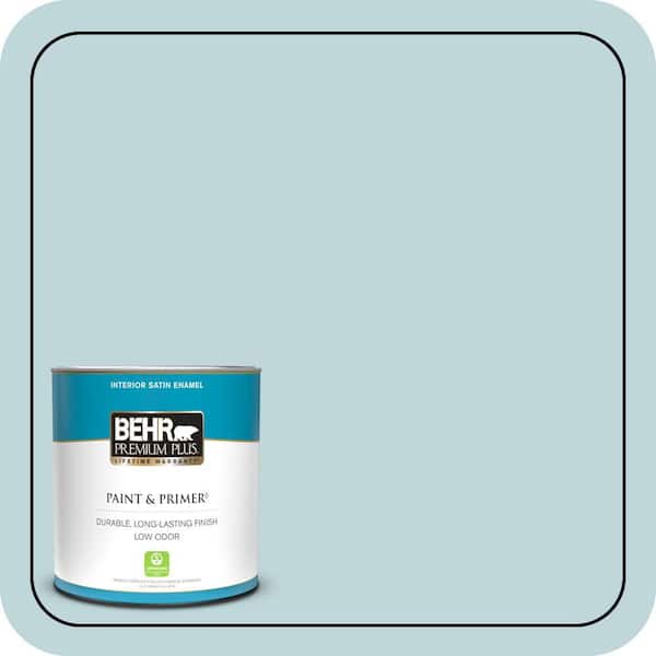 BEHR PREMIUM PLUS 1 qt. #S450-2 Wind Speed Satin Enamel Low Odor Interior Paint & Primer