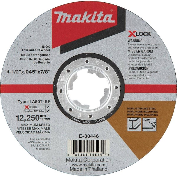 Makita X-LOCK 4-1/2 in. x 0.045 in. x 7/8 in. 60-Grit General Purpose Thin Cut‑Off Wheel for Metal and Stainless Steel Cutting