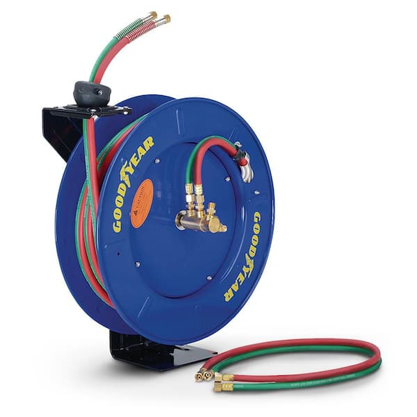 1/4 in. x 50 ft. Steel Single Arm Oxygen Acetylene Welding Hose Reel