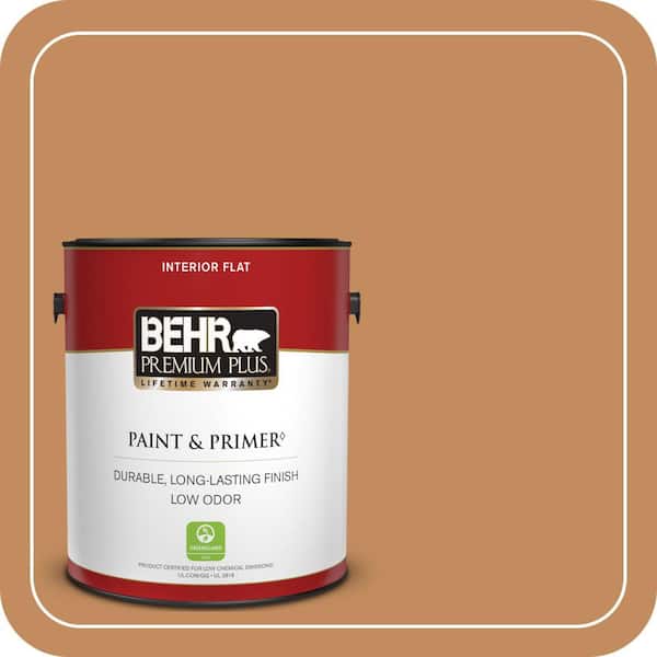 BEHR PREMIUM PLUS 1 gal. #PPU3-13 Glazed Ginger Flat Low Odor Interior Paint & Primer