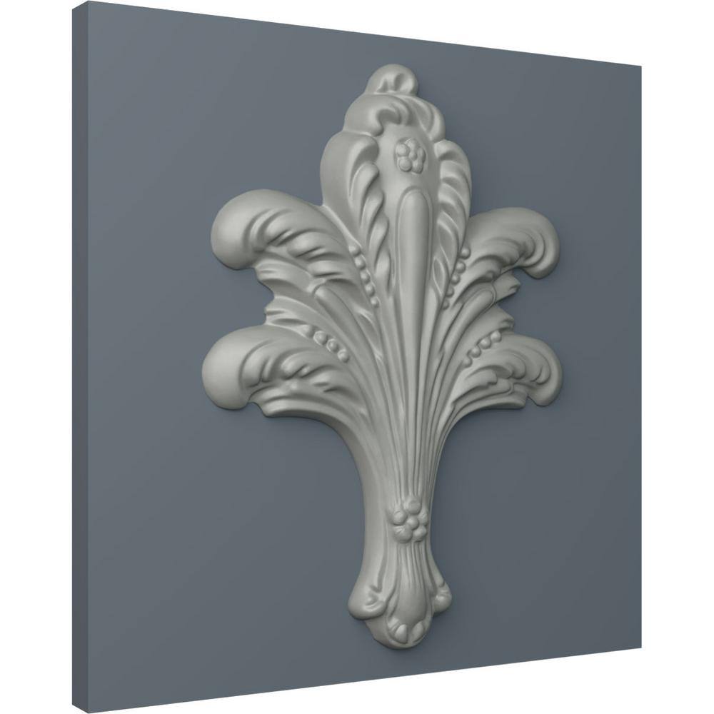 Primed White Urethane Leaf Scroll Onlay 8.75'' H x 6.25'' W