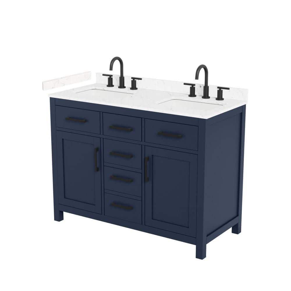 Beckett 48 in. Double Freestanding Dark Blue Bath Vanity with Top price history on PriceWatchPro