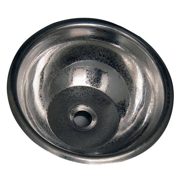 Pegasus Self-Rimming Round Bathroom Sink in Crackled Stainless