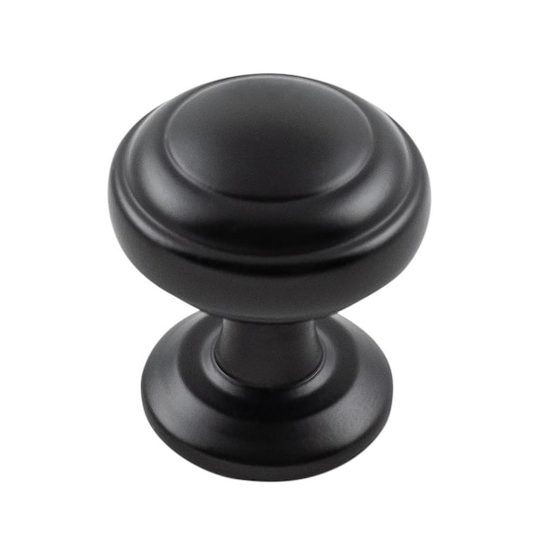 HICKORY HARDWARE Zephyr Collection Knob 1 in. Diameter Matte Black Finish Modern Zinc Cabinet Knob (1-Pack)