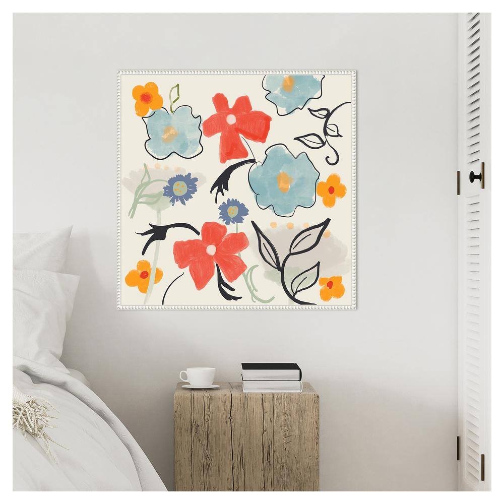 Robin Maria Abstract Floral Canvas Wall Art with White Frame