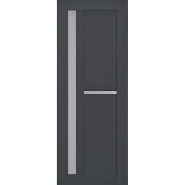 32 in. x 34 in. Solid Wood Frosted glass Antracite Interior Door Slab