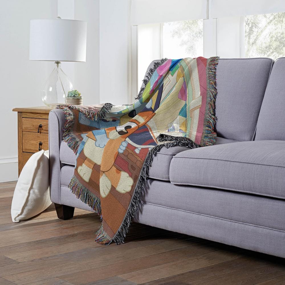Bluey Sister Celebration Multicolor Polyester Woven Tapestry Throw Blanket