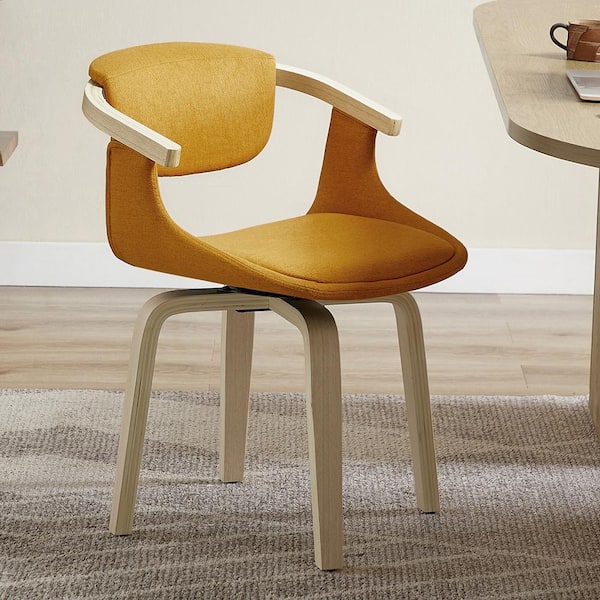 Lucky-Angel APOLLO Orange Velvet Tufted Round Swivel Accent Chair
