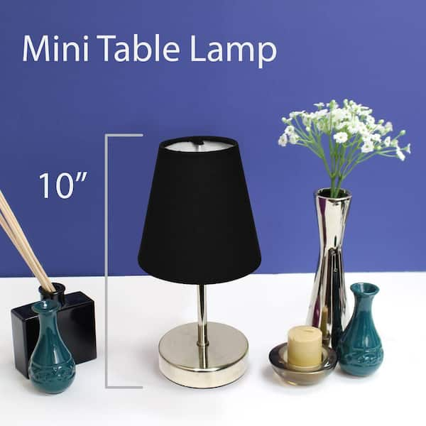 Round Prism Mini Table Lamp With Matching Fabric Shade Black