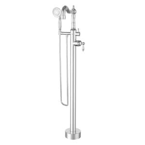 Ornellaia Single-Handle Freestanding Floor-Mount Tub Filler with White Hand Shower in Chrome