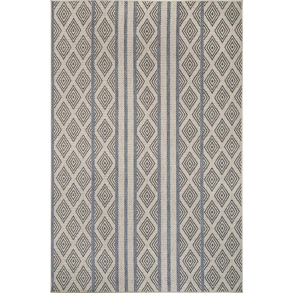 Nuloom Rayna Banded Trellis Light Gray 5 Ft X 8 Ft Outdoor Area Rug Owch06a 508 The Home Depot