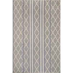 Rayna Banded Trellis Light Gray 5 ft. x 8 ft. Indoor/Outdoor Patio Area Rug