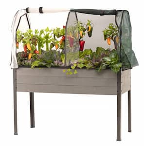 47 in. x 21 in. x 30 in. Elevated Gray Spruce Planter, Greenhouse and Bug Cover