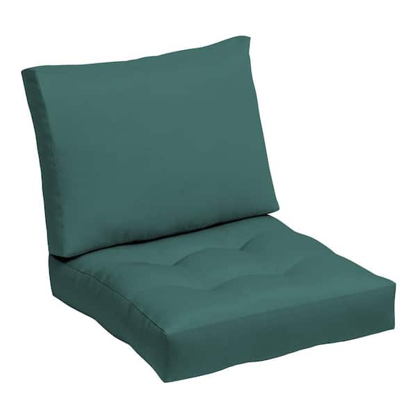 ARDEN 24 in. x 18 in. Outdoor Plush Modern Tufted Blowfill Deep Seat Lounge Chair Cushion Peacock Blue Green Texture