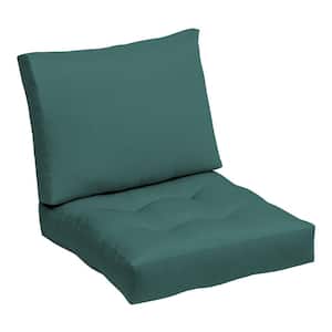 24 in. x 18 in. Outdoor Plush Modern Tufted Blowfill Deep Seat Lounge Chair Cushion Peacock Blue Green Texture