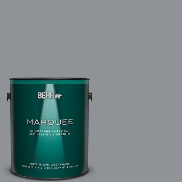 BEHR MARQUEE 1 gal. #PPU18-04 Dark Pewter One-Coat Hide Semi-Gloss Enamel Interior Paint & Primer