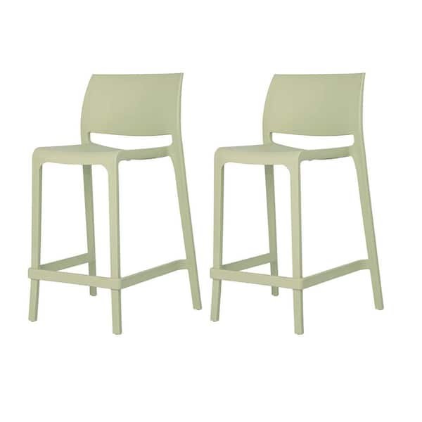 Lagoon Sensilla 37 in. Wasabi Green Indoor/Outdoor Stackable Counter Stool (Set of 2)