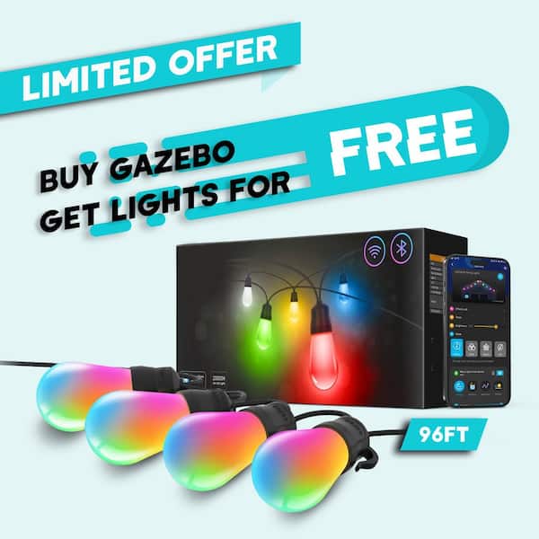 Aeroeave 12 ft. x 20 ft. Cedar Wood Frame Lean-To Gazebo with Galvanized Steel Sloped Roof, for Winter Patio Gatherings