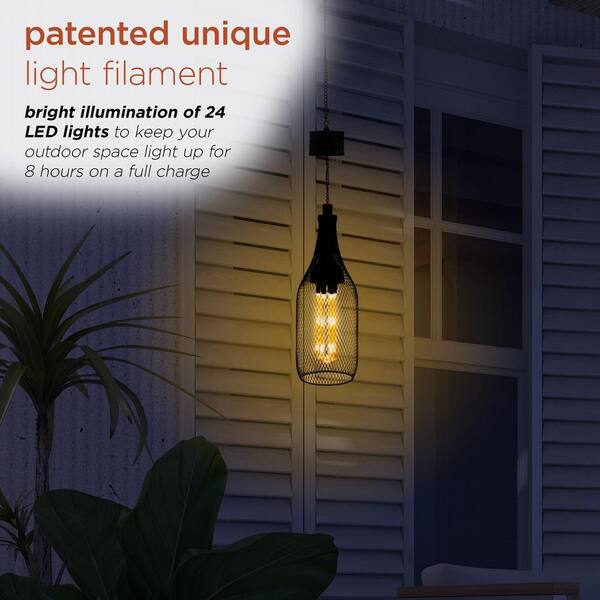 Alpine Corporation 13 in. Tall Black Hanging Solar Powered
