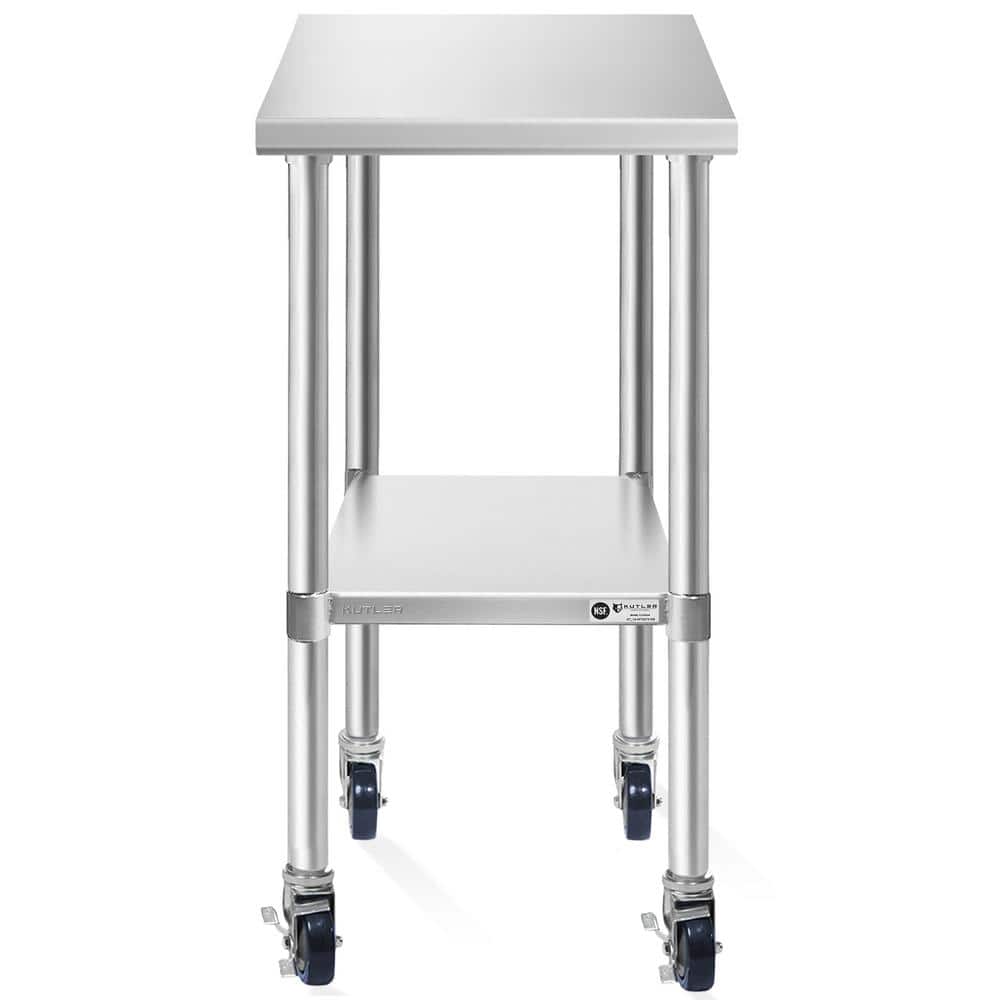 18" x 30" Stainless Steel Work Table with Casters and Undershelf