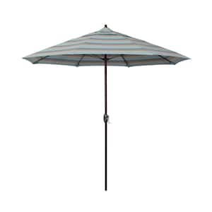 7.5 ft. Bronze Aluminum Market Patio Umbrella with Fiberglass Ribs and Auto Tilt in Gateway Mist Sunbrella