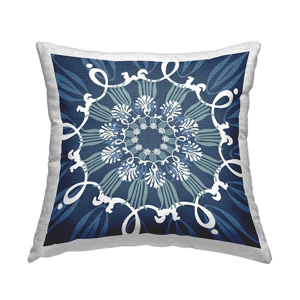 Fluid Shapes Blue Pattern Blue Square Outdoor Throw Pillow