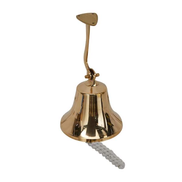  Handcrafted Trading Co Wall Mountable Nautical Brass Bell 4  Gold - Solid Brass Wall Hanging Ship Bell : Home & Kitchen