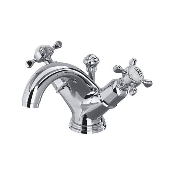 ROHL Edwardian Double-Handle Single-Hole Bathroom Faucet with Drain Kit Included in Polished Chrome