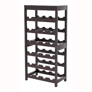 6 Tier 20-Bottles Dark Brown Bamboo Wood Tabletop Wine Rack