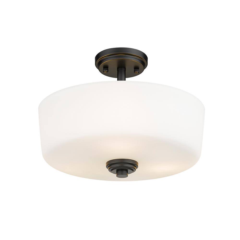 Matte Black and Bronze LED Semi-Flush Mount Ceiling Light