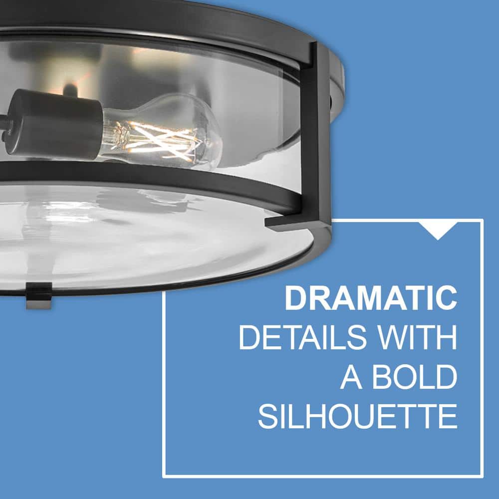 Black Nickel 3-Light LED Flush Mount with Clear Glass Shade