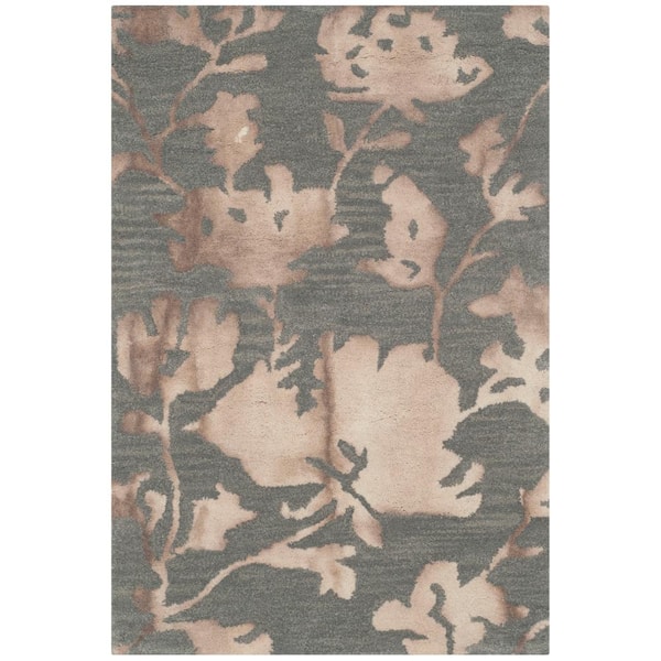 SAFAVIEH Dip Dye Gray/Beige 2 ft. x 3 ft. Floral Area Rug