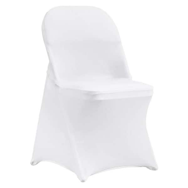 White Stretch Spandex Chair Covers-12 Pcs : Universal Protective Slipcovers for Folding, Dining Chairs
