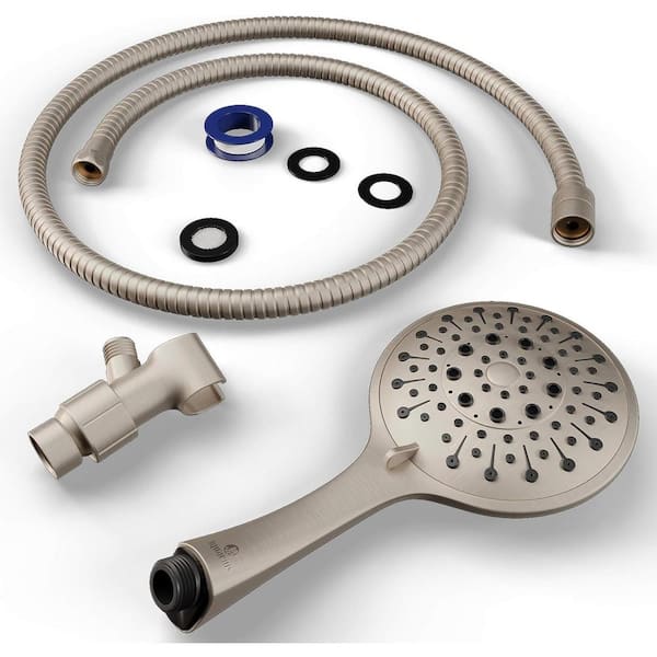 Unbranded Shower Head with Hose 6-Spray Wall Mount Shower Head and Handheld Shower Head 2.5 GPM in ‎Brush Nickel