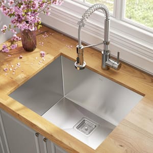 Pax 24 in. Undermount Single Bowl Stainless Steel Kitchen Sink with Faucet in Chrome