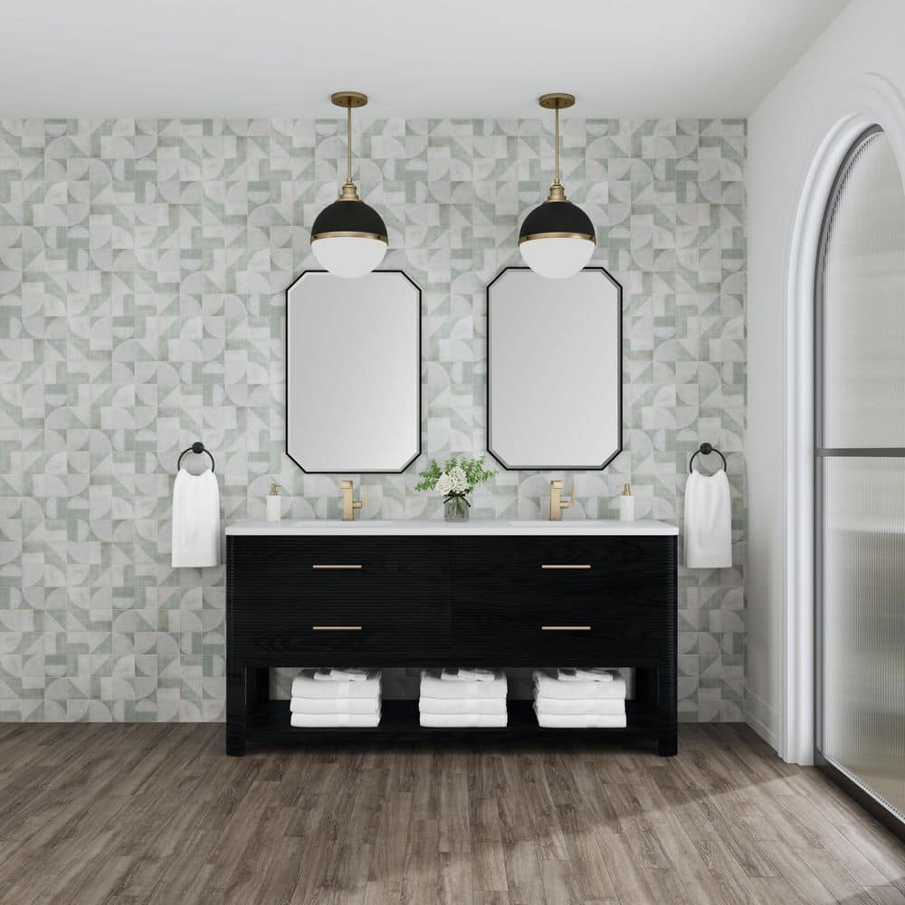Lucian 71.75 in. W x 21.38 in. D x 34.88 in. H Bath Vanity Cabinet Without Top in Carbon Oak price history on PriceWatchPro