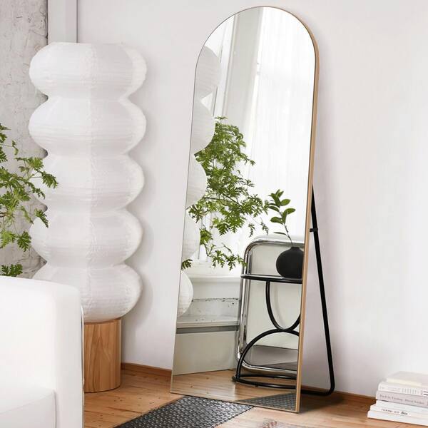 PexFix 22 in. x 65 in. Modern Rectangle Framed Full-Length Mirror Gold  Aluminum Alloy Mirror Standing Mirror, Standing Holder 6522LHJXB-GL - The  Home Depot